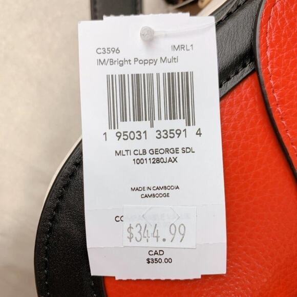 COACH Georgie Saddle Bag In Signature Canvas C3596 IM/Bright Poppy Multi - Picture 3 of 6